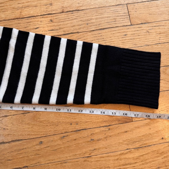 DKNY Womens Striped Quarter Zip Sweater Black White Mock Neck Medium NWT - Picture 5 of 7